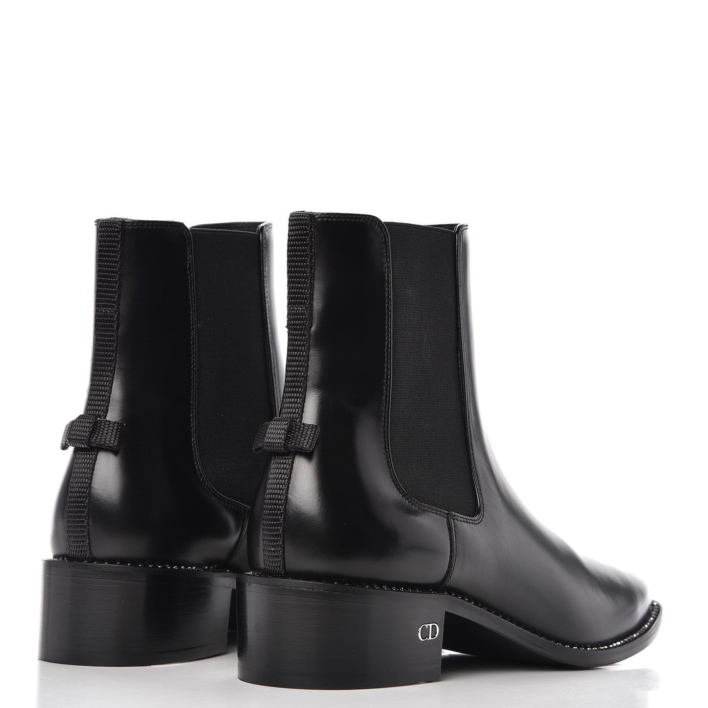 Glazed Calfskin Crystal Tomboy Ankle Boots 38 Black