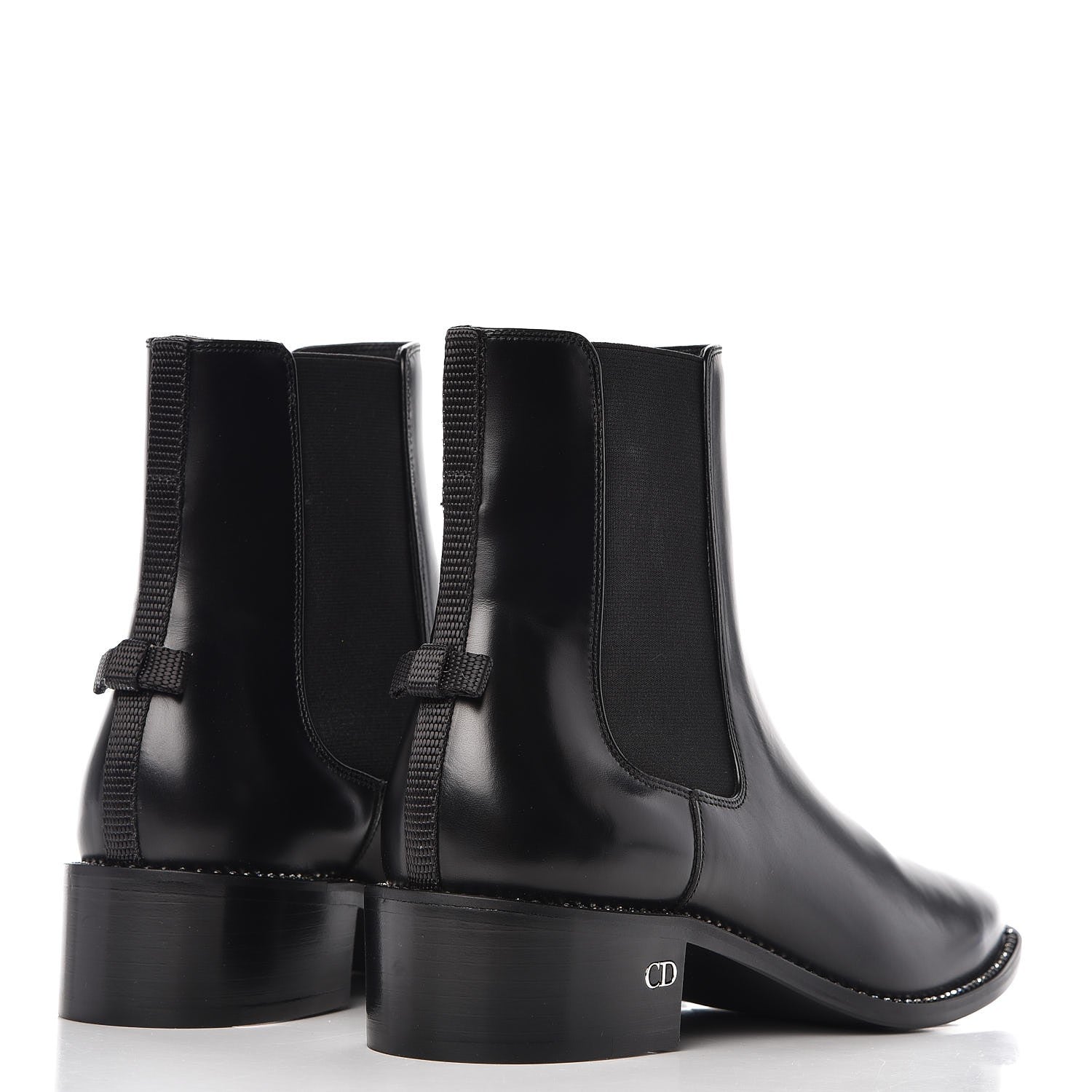 Christian Dior Glazed Calfskin Crystal Tomboy Ankle Boots 38 Black 4 of 9