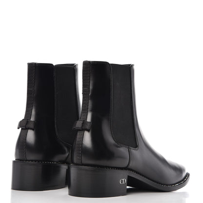 Christian Dior Glazed Calfskin Crystal Tomboy Ankle Boots 38 Black 4 of 9