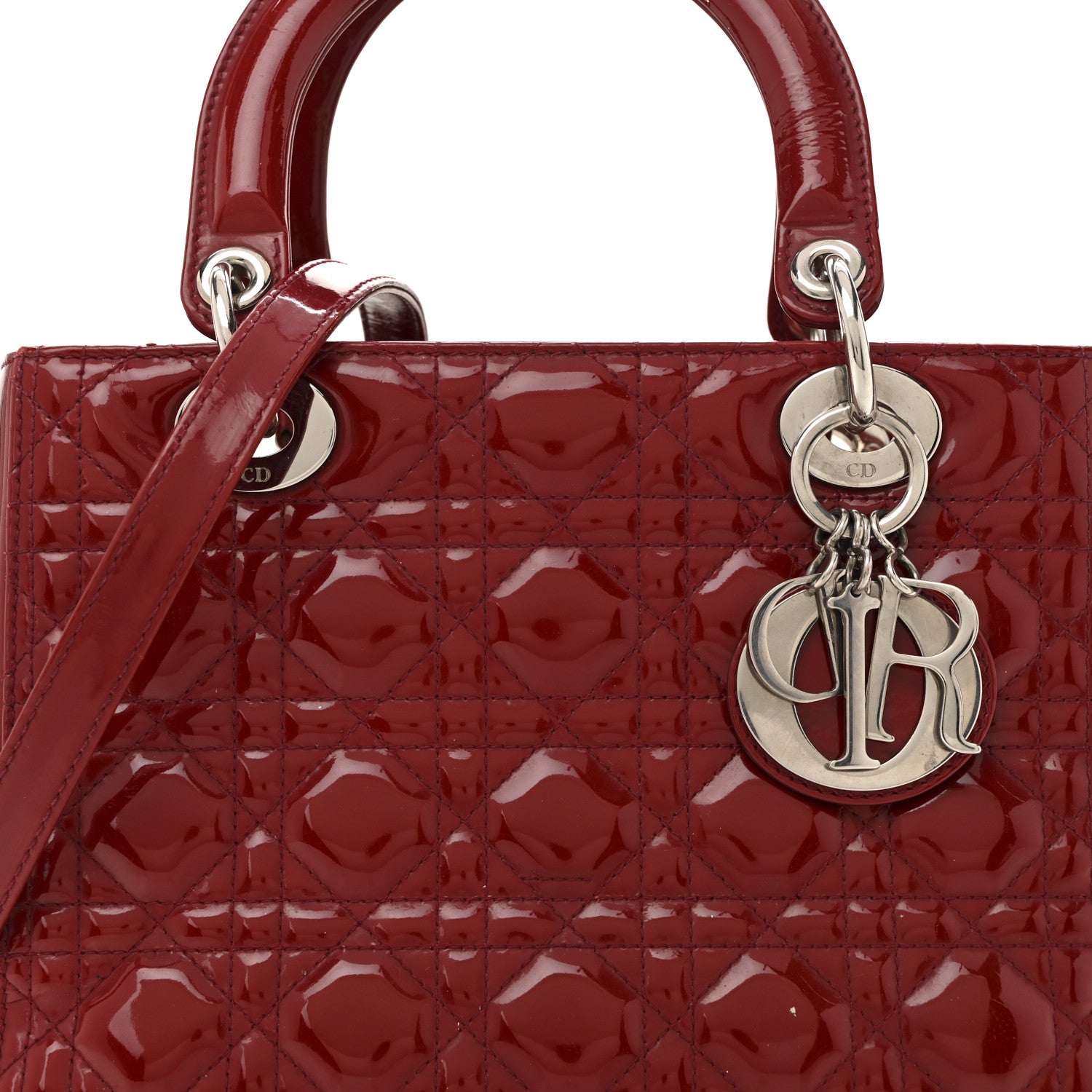 Christian Dior Patent Cannage Medium Lady Dior Red 8 of 17