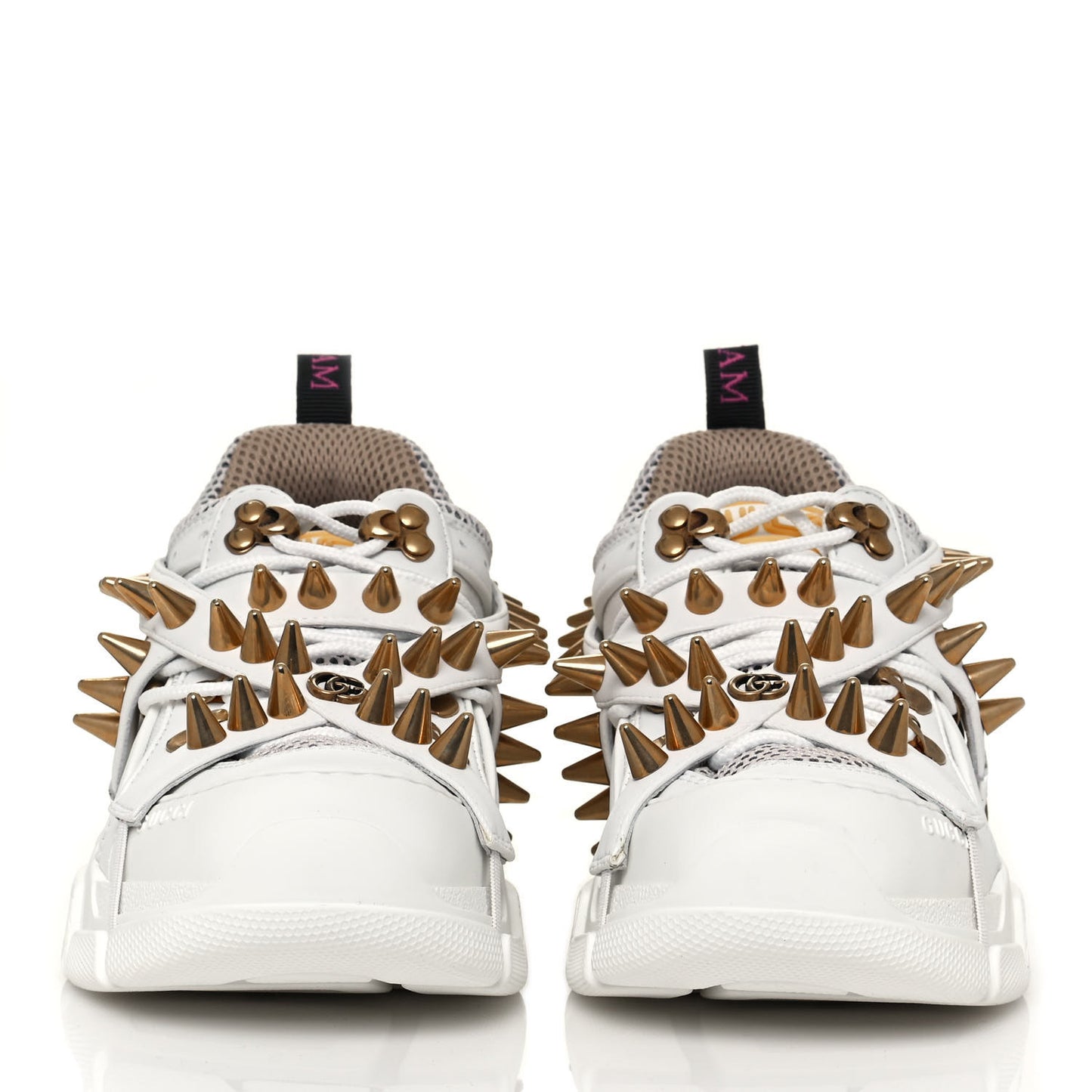 X SEGA Technical Canvas Calfskin Removable Studs Womens Flashtrek Sneakers 37.5 Great White