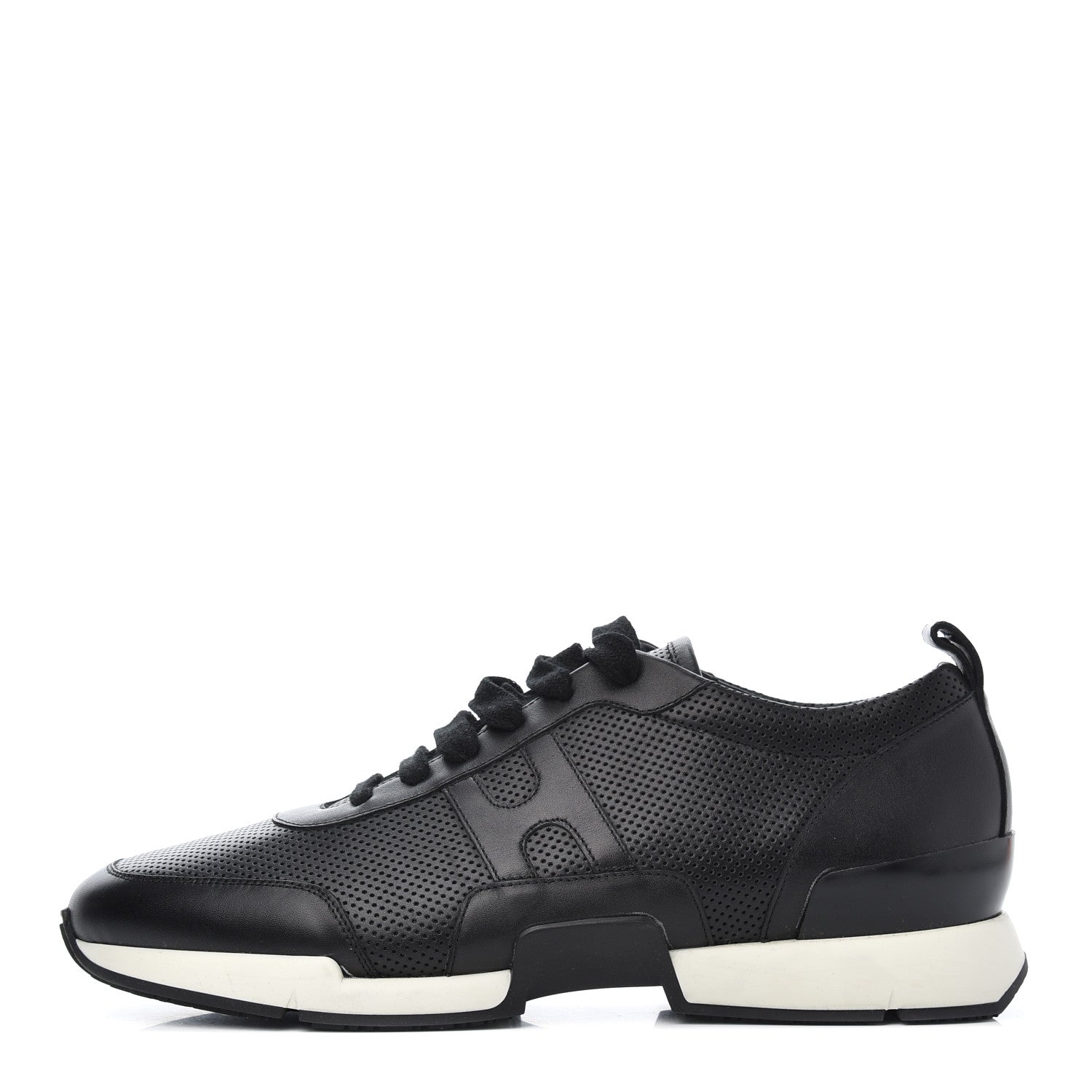 Hermes Calfskin Perforated Mens Starter Sneakers 45.5 Black 1 of 12