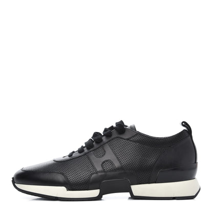 Hermes Calfskin Perforated Mens Starter Sneakers 45.5 Black 1 of 12