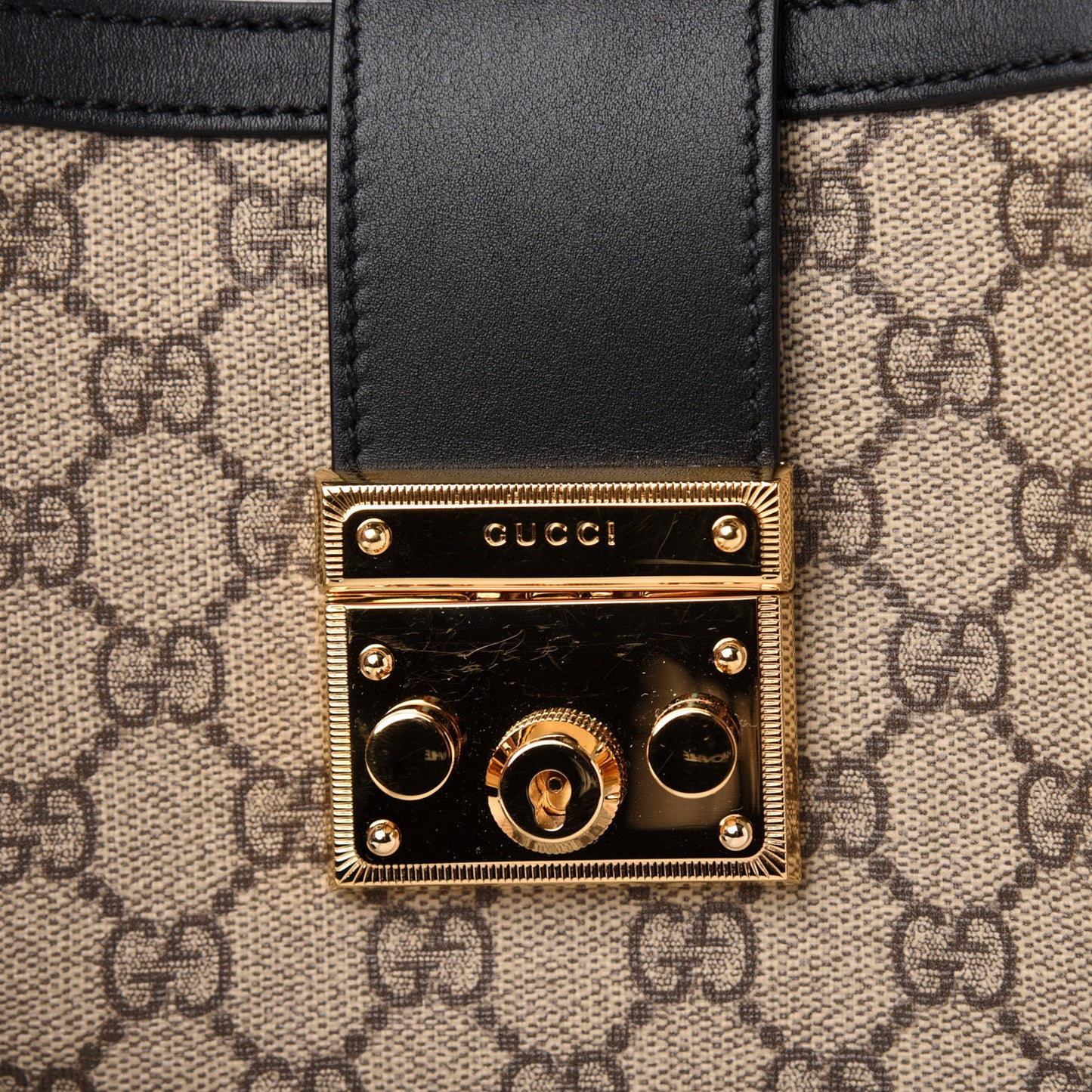 GG Supreme Monogram Medium Padlock Tote Black