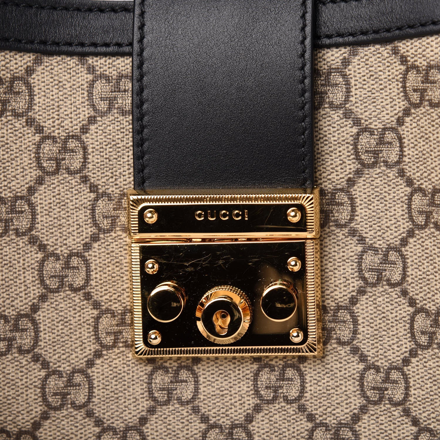 Gucci GG Supreme Monogram Medium Padlock Tote Black 11 of 12