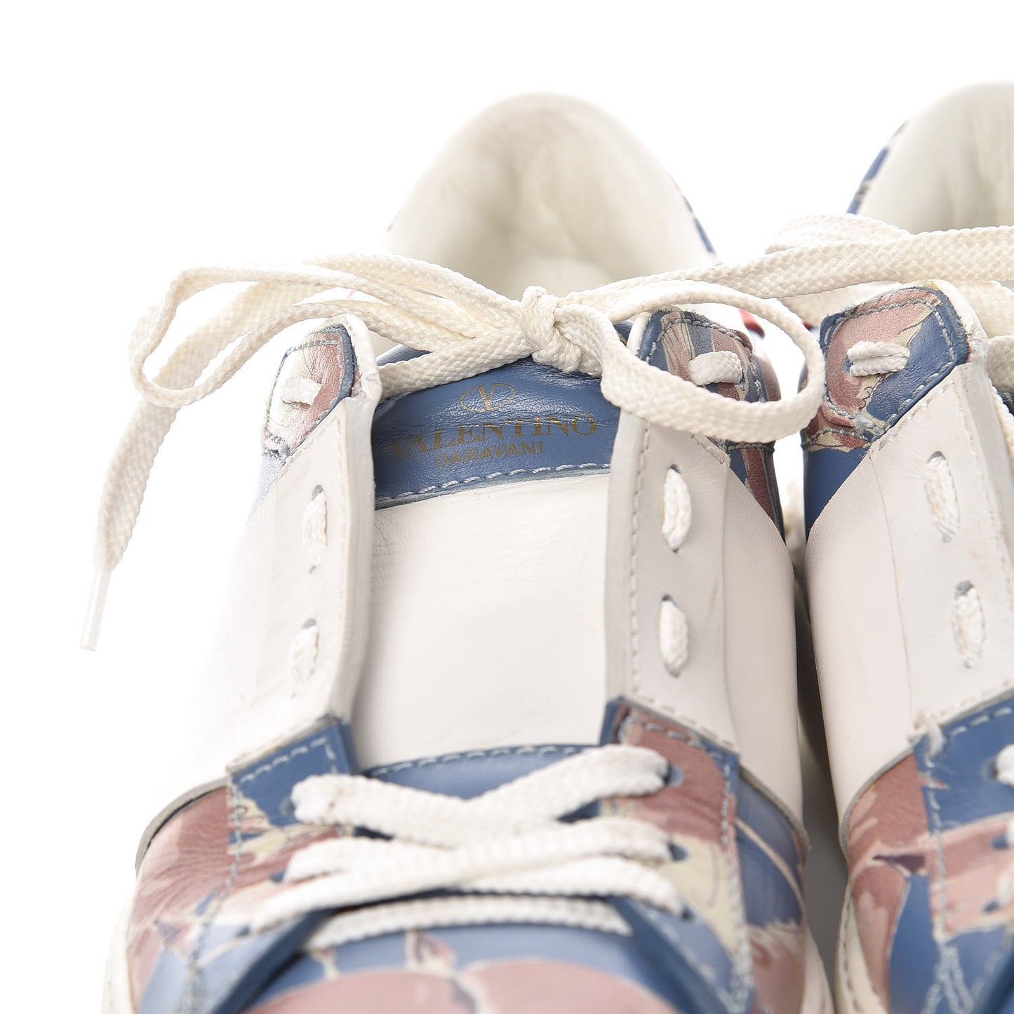 Calfskin Japanese Bird Print Rockstud Open Sneakers 39