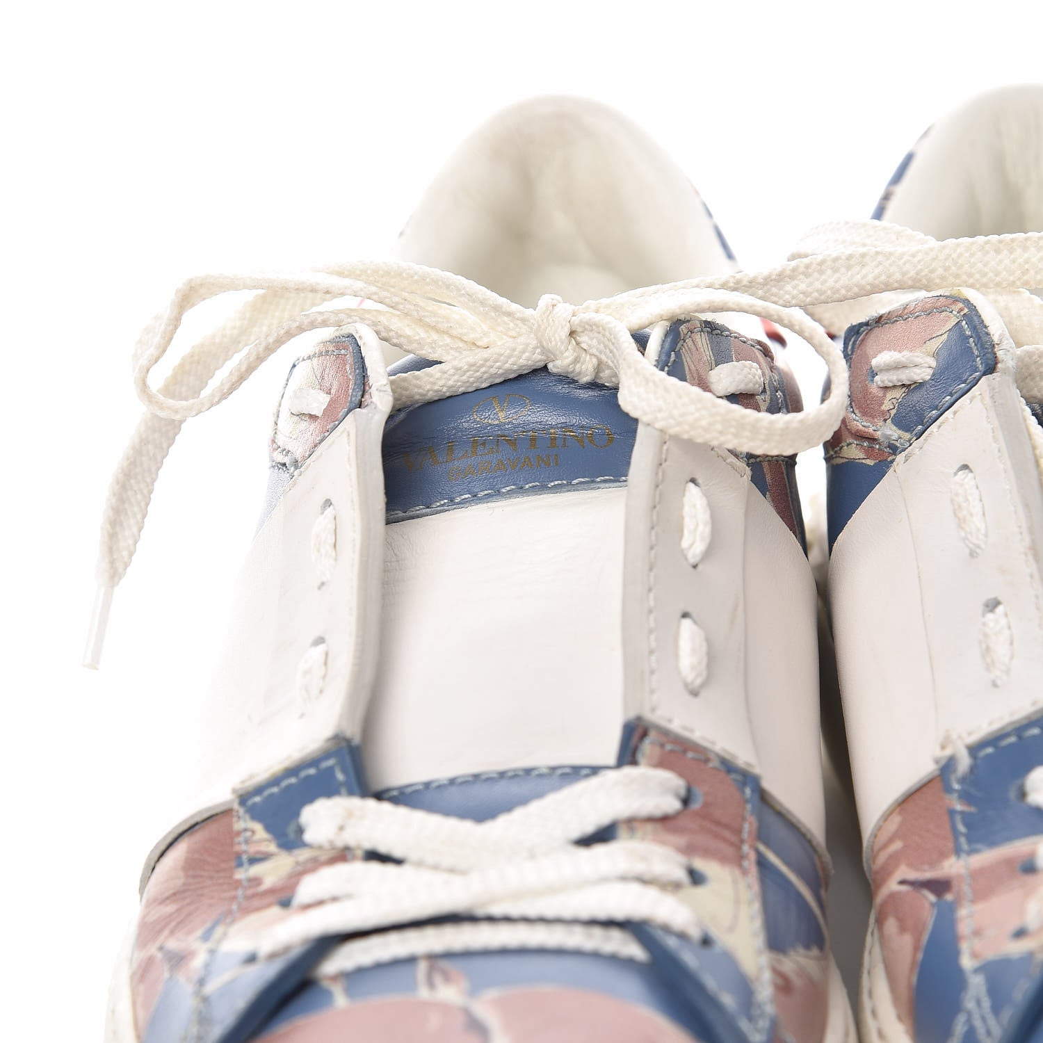 Valentino Garavani Calfskin Japanese Bird Print Rockstud Open Sneakers 39 13 of 16