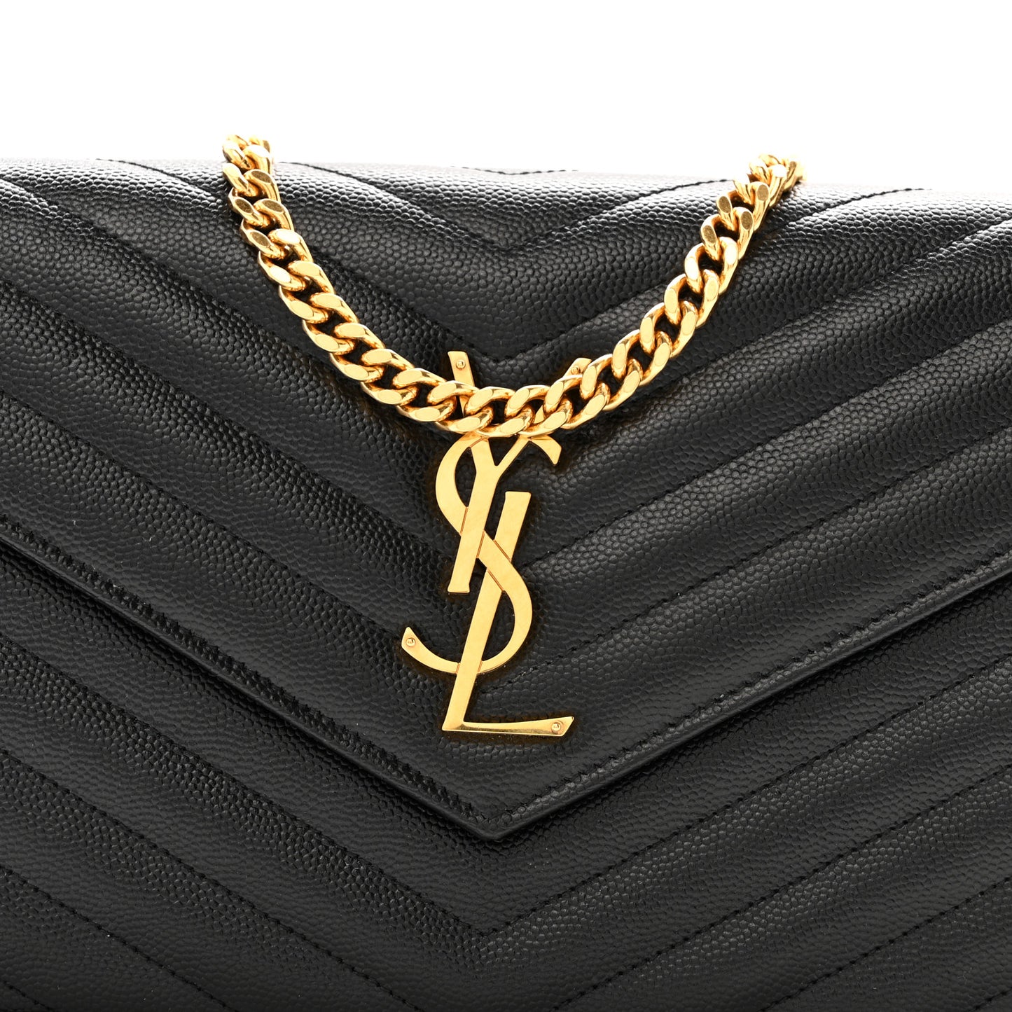Grain De Poudre Matelasse Chevron Monogram Chain Wallet Black Black