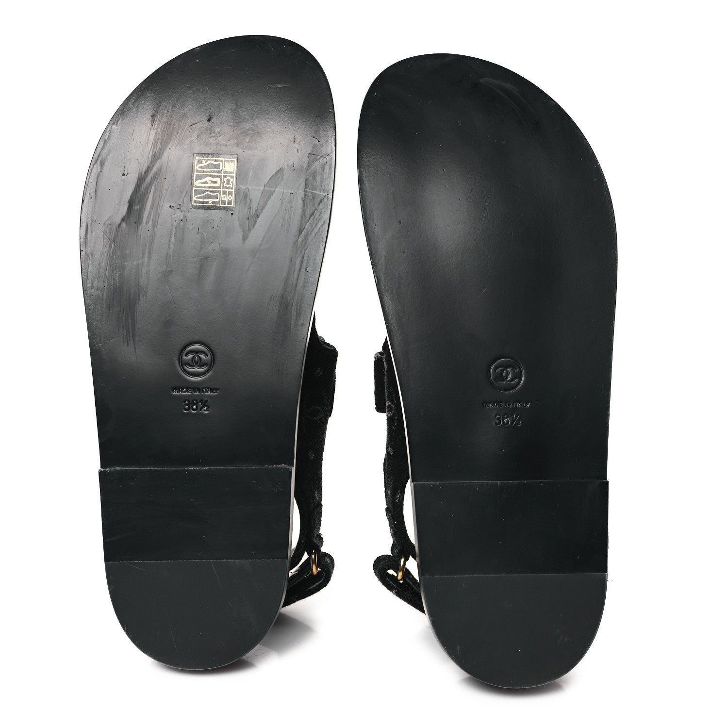 Chanel Denim Printed Dad Sandals 38.5 Black 6 of 11