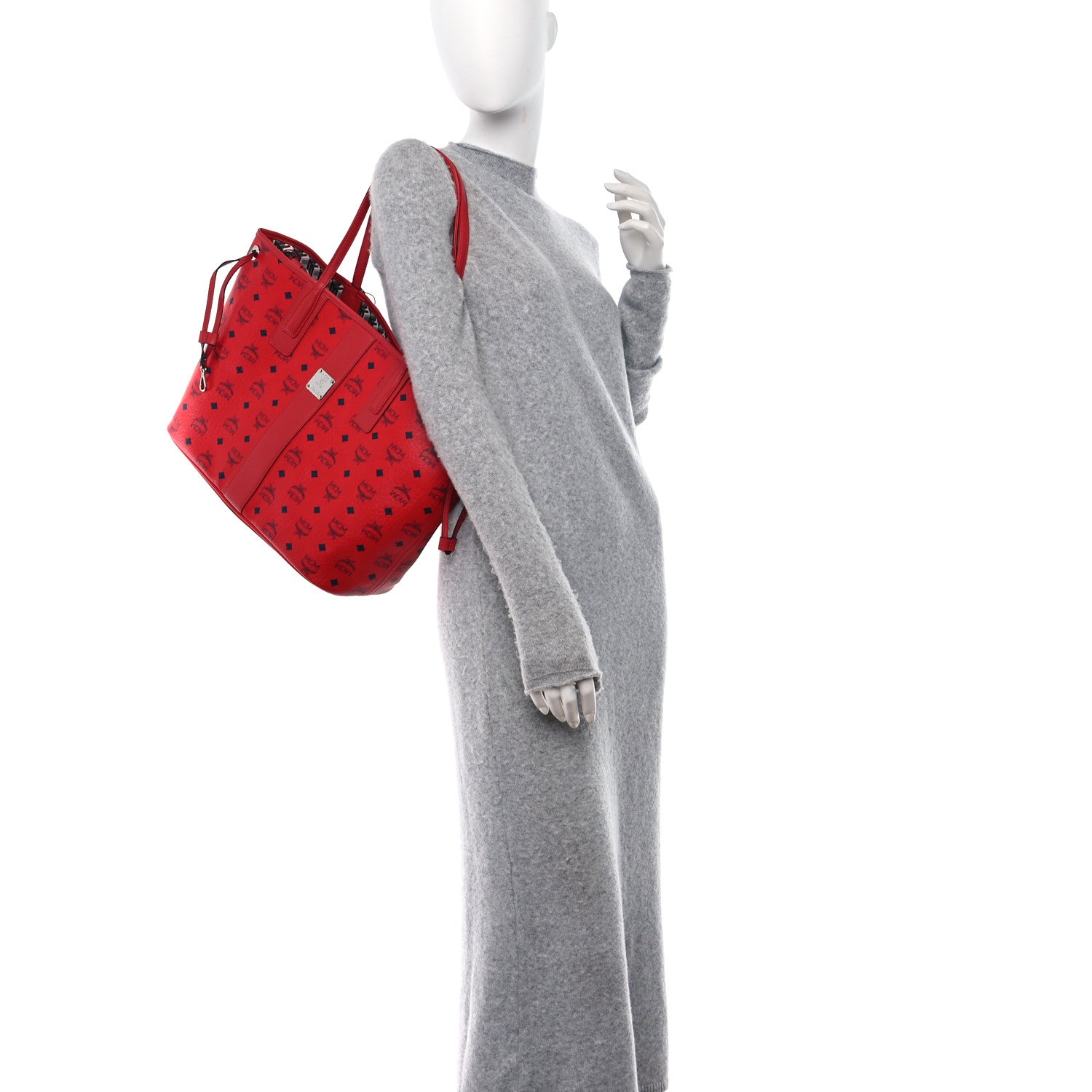 MCM Visetos Medium Liz Reversible Shopper Tote Ruby Red 2 of 16