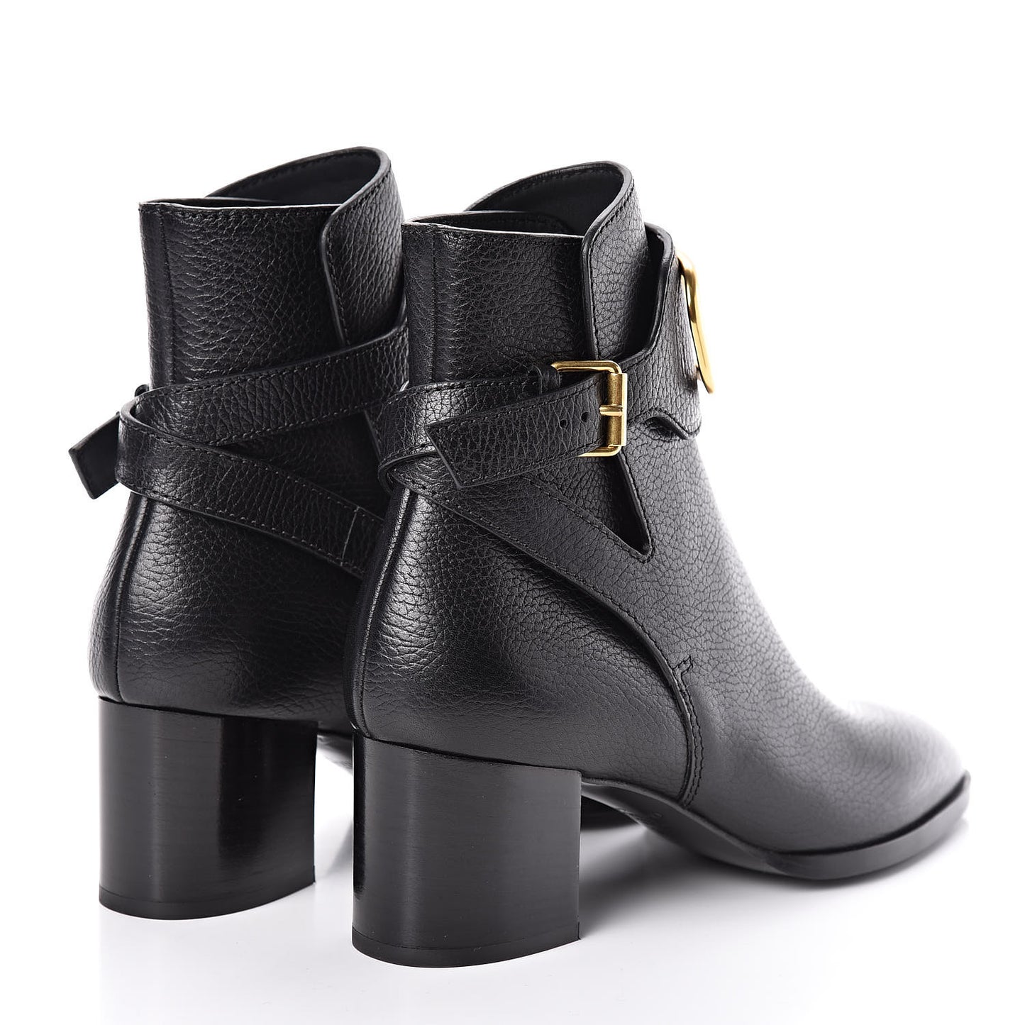 Grainy Cowhide VLOGO Ankle Boots 38 Black