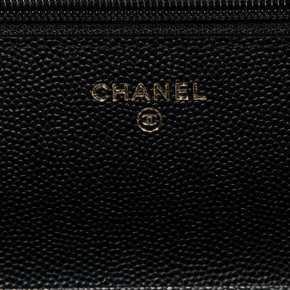 Chanel Caviar Quilted Wallet With Charms On Chain WOC Black 6 of 15