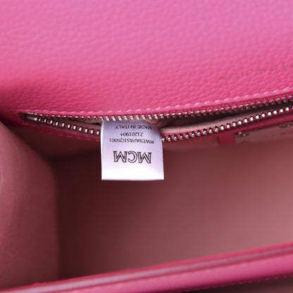 MCM Calfskin Studded Small Patricia Satchel Pink 11 of 12