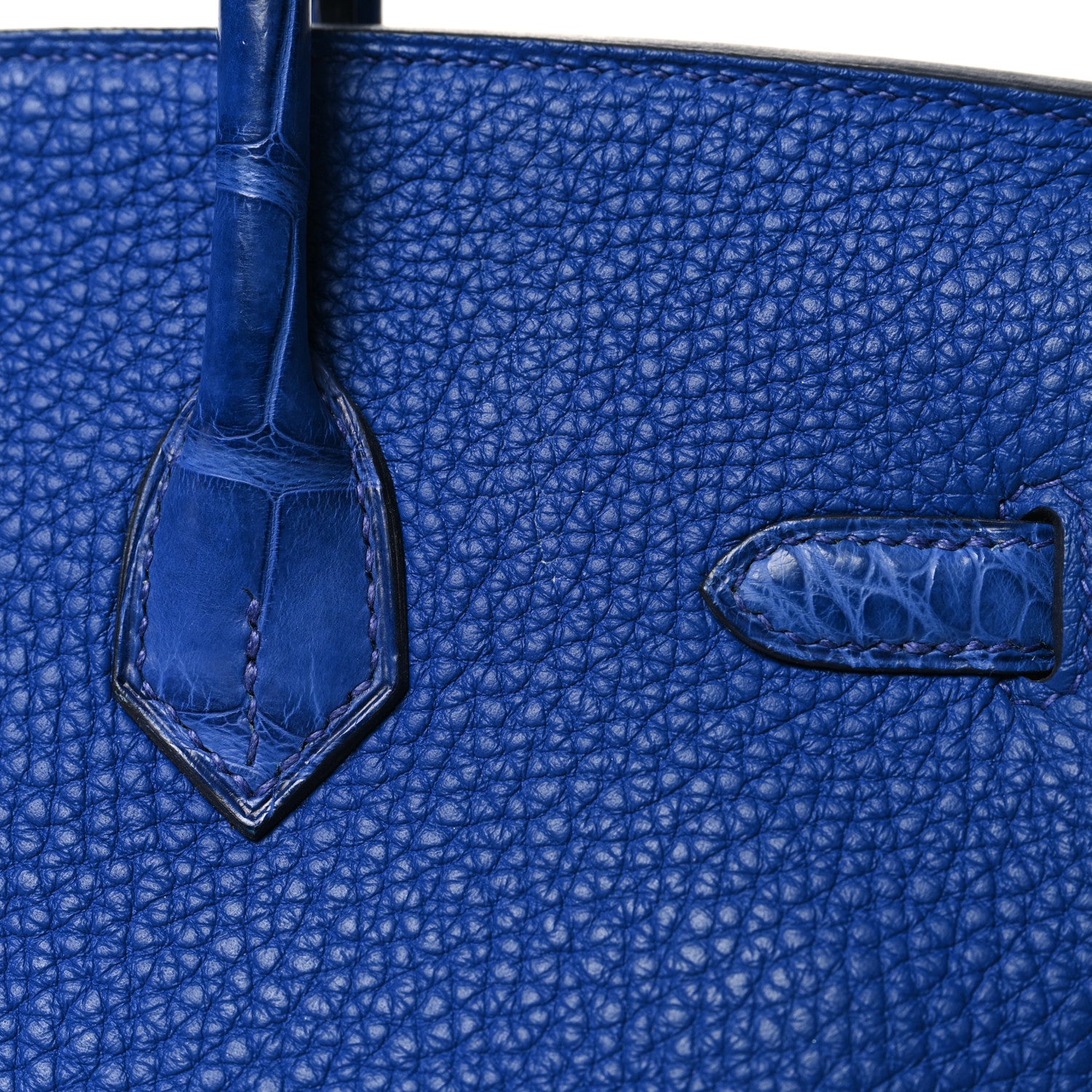Hermes Togo Matte Alligator Birkin Touch 25 Bleu Royal 17 of 18