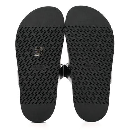 Hermes Calfskin Womens Chypre Sandals 37.5 Black 5 of 9