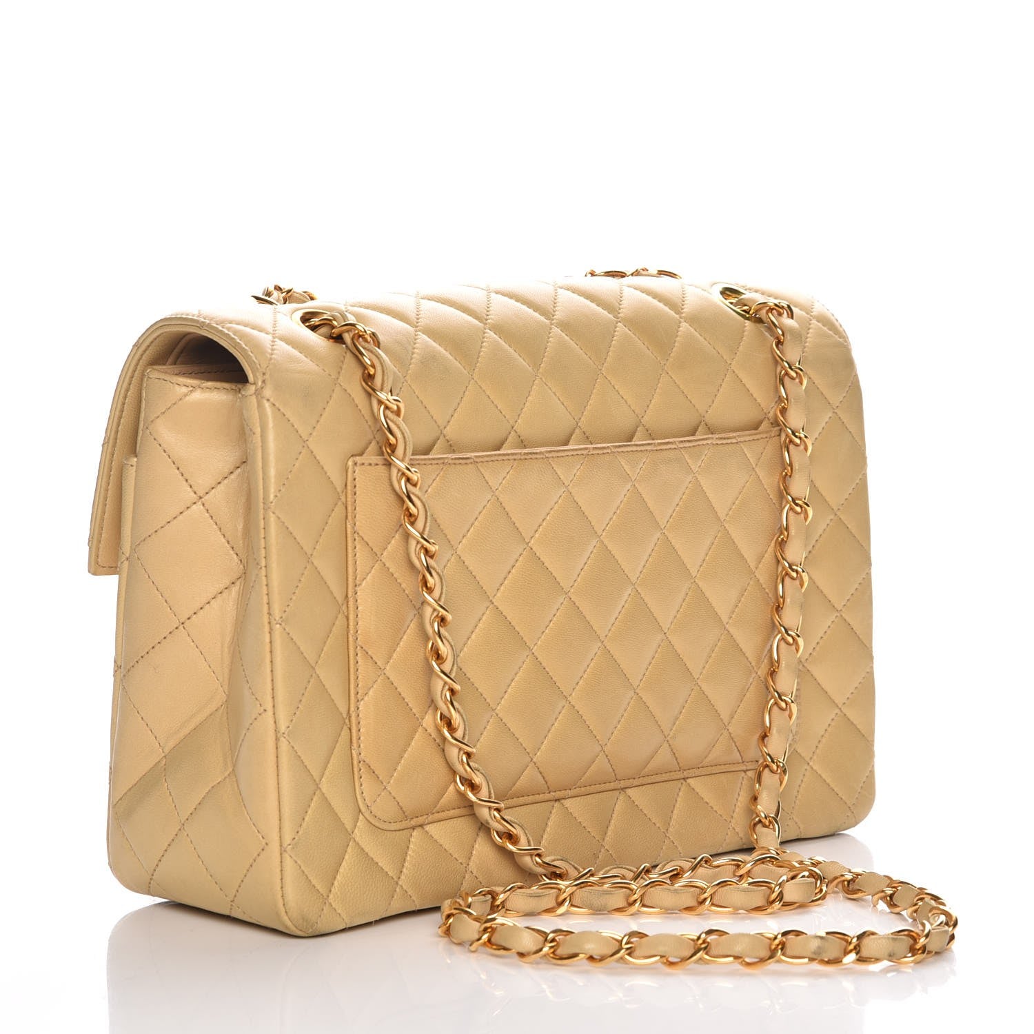 Chanel Lambskin Quilted Medium Single Flap Beige 3 of 13