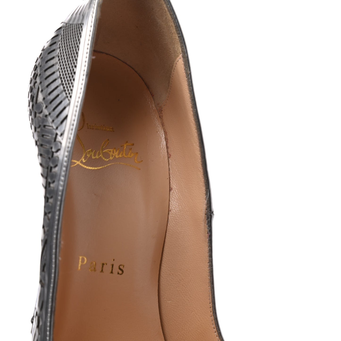 Metallic Specchio Suede Laser Cut Kristali 120 Pumps 35.5 Silver