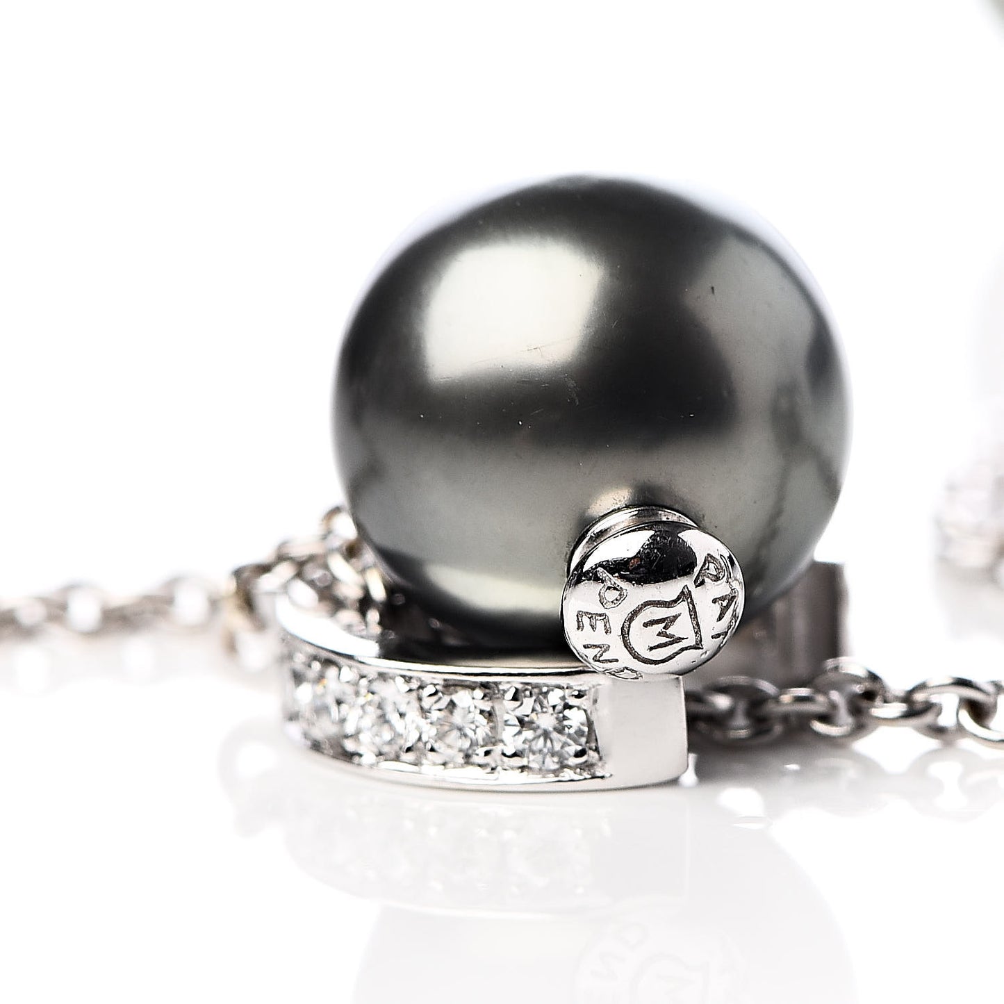 18K White Gold Diamond Black South Sea Pearl 10mm Pearls In Motion Necklace