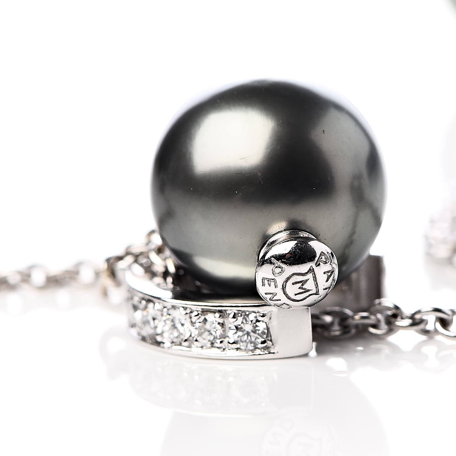 Mikimoto 18K White Gold Diamond Black South Sea Pearl 10mm Pearls In Motion Necklace 6 of 7