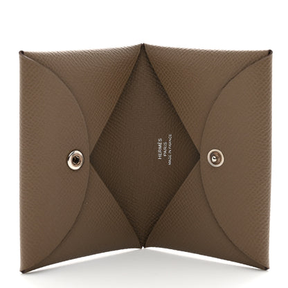 Hermes Epsom Calvi Card Case Etoupe 5 of 8