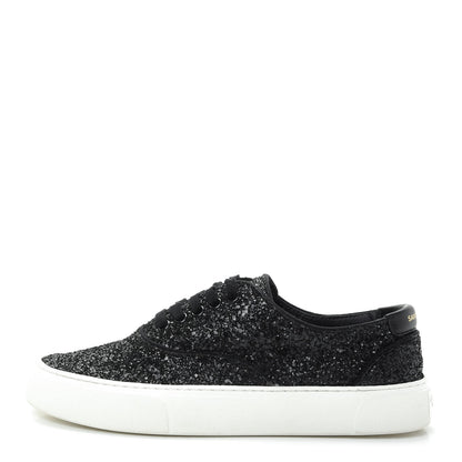 Saint Laurent Calfskin Crystal Glitter Venice Low Top Sneakers 38.5 Black 1 of 11