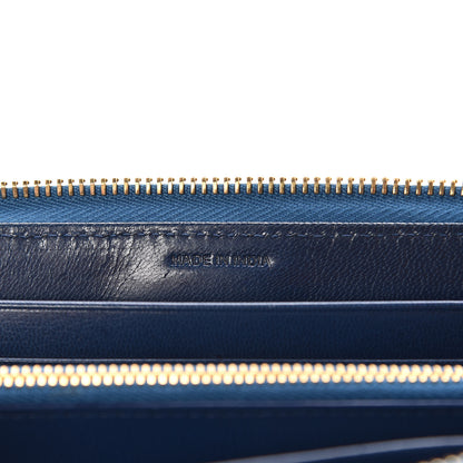 Prada Goatskin Woven Zip Around Wallet Azzurro 7 of 9