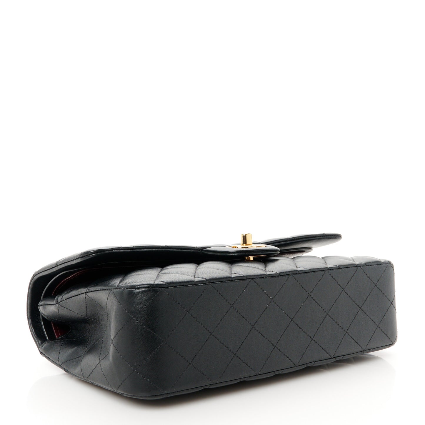 Lambskin Quilted Medium Double Flap Black