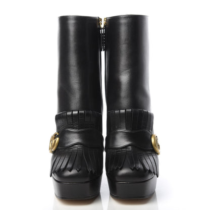 Gucci Malaga Kid GG Marmont Fringe Platform Ankle Boots 39.5 Black 2 of 10
