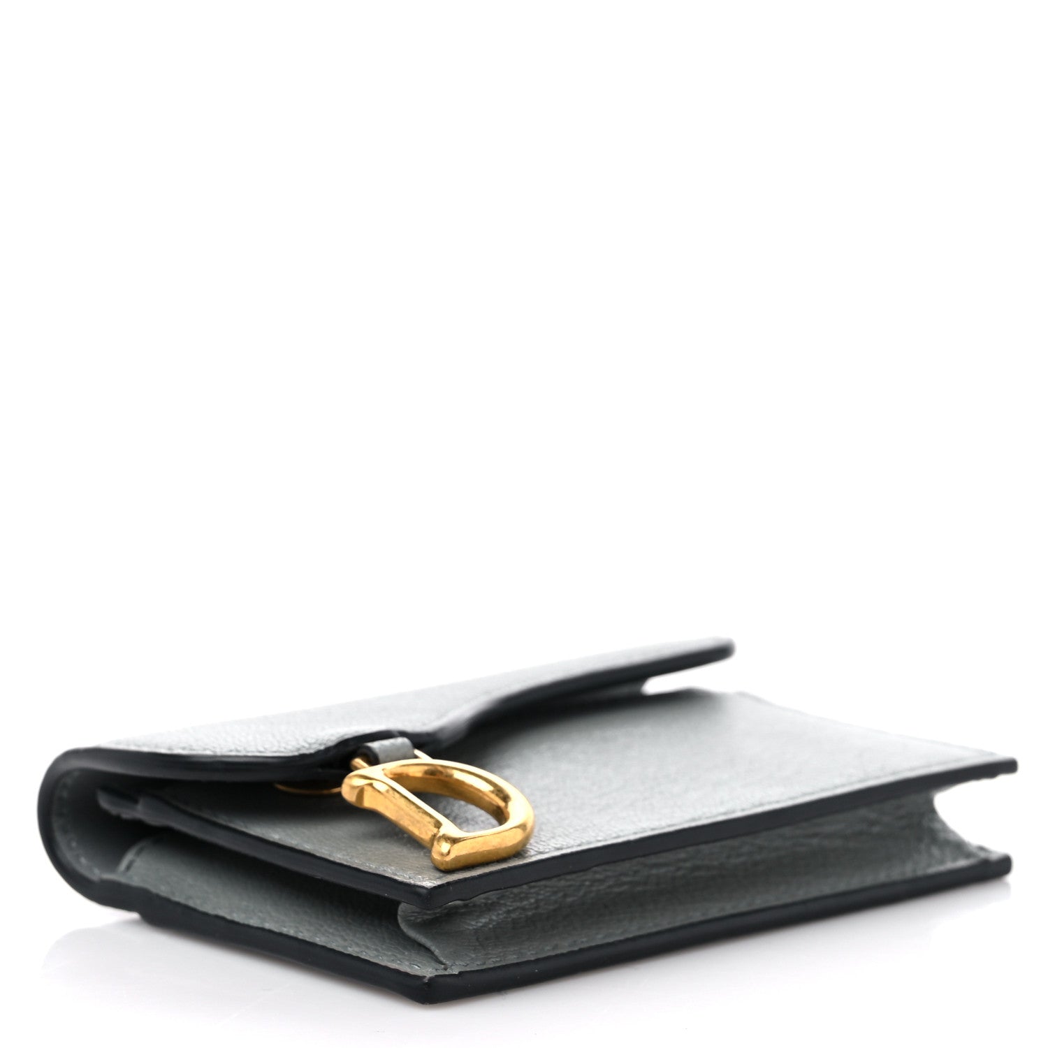 Christian Dior Goatskin Saddle Card Holder Grey 4 of 10