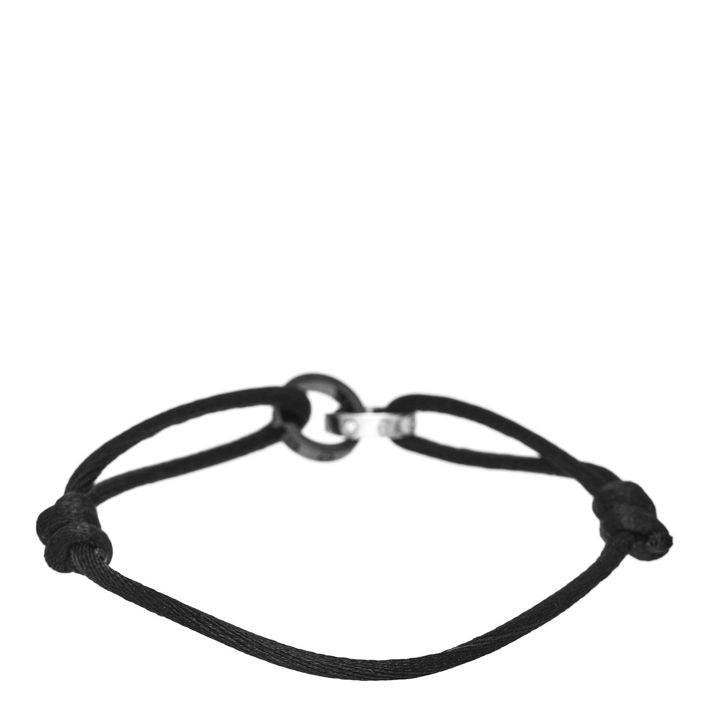 18K White Gold Ceramic 4 Diamond LOVE Cord Bracelet Black