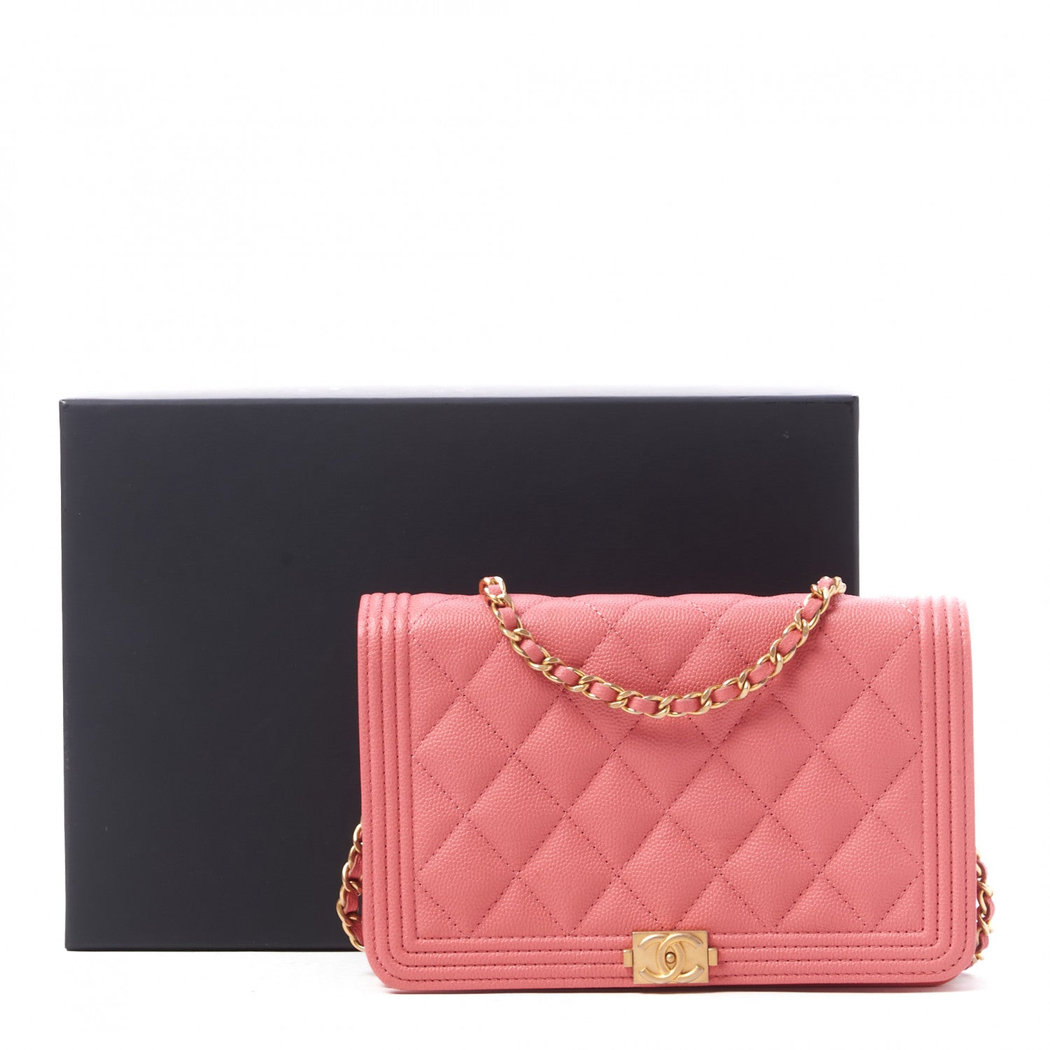 Chanel Caviar Quilted Boy Wallet On Chain WOC Pink 10 of 10