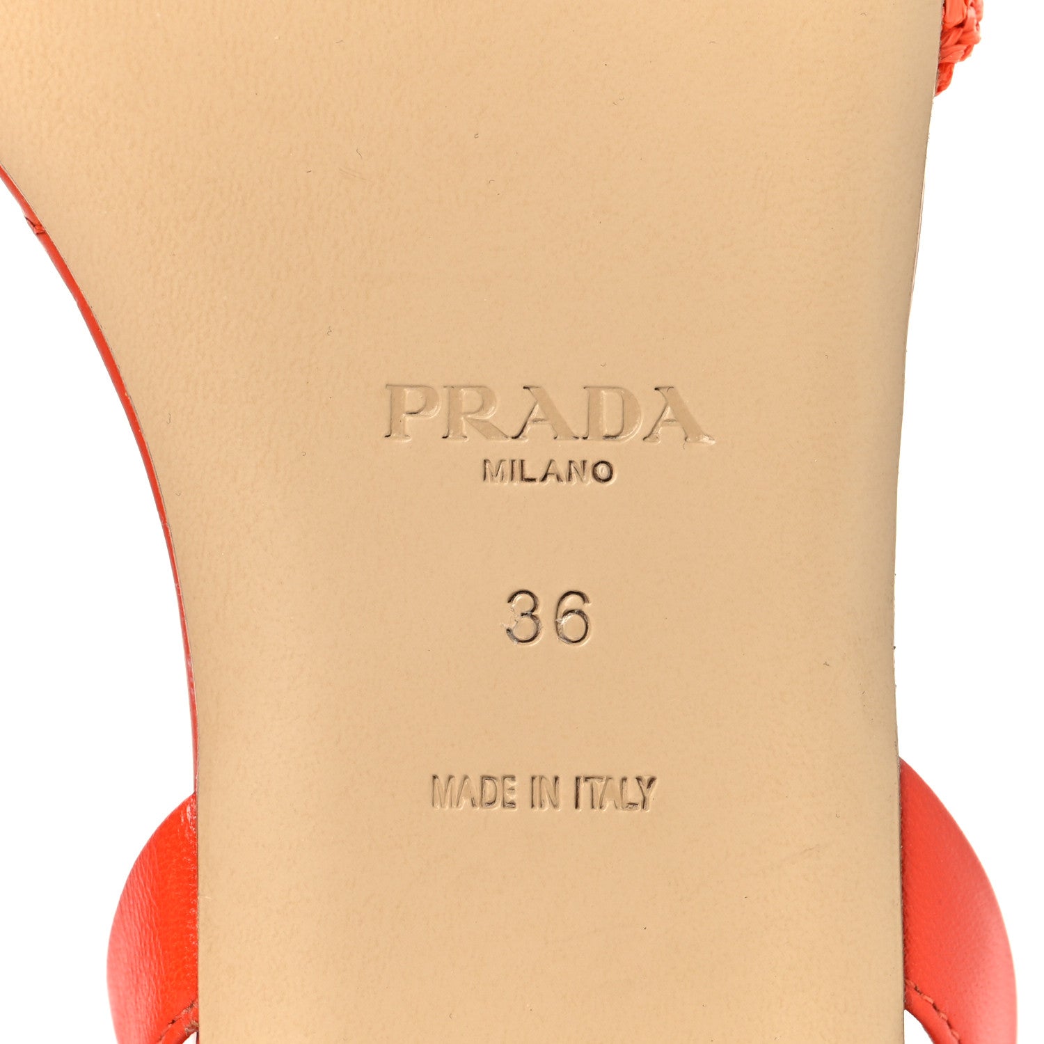 Prada Raffia Crochet Triangle Flat Sandals 36 Arancio 7 of 9
