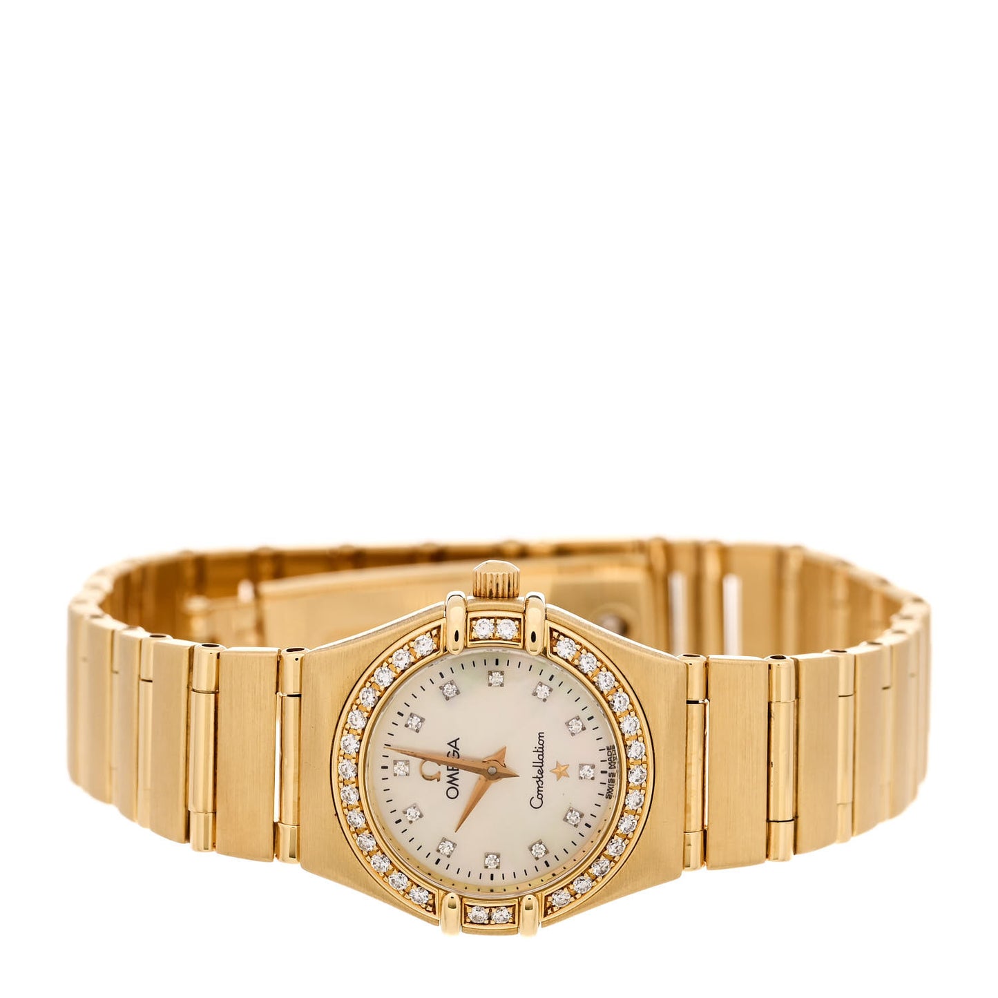 18K Yellow Gold Diamond Bezel Mother of Pearl 22mm Constellation Quartz Watch 1167.75.00