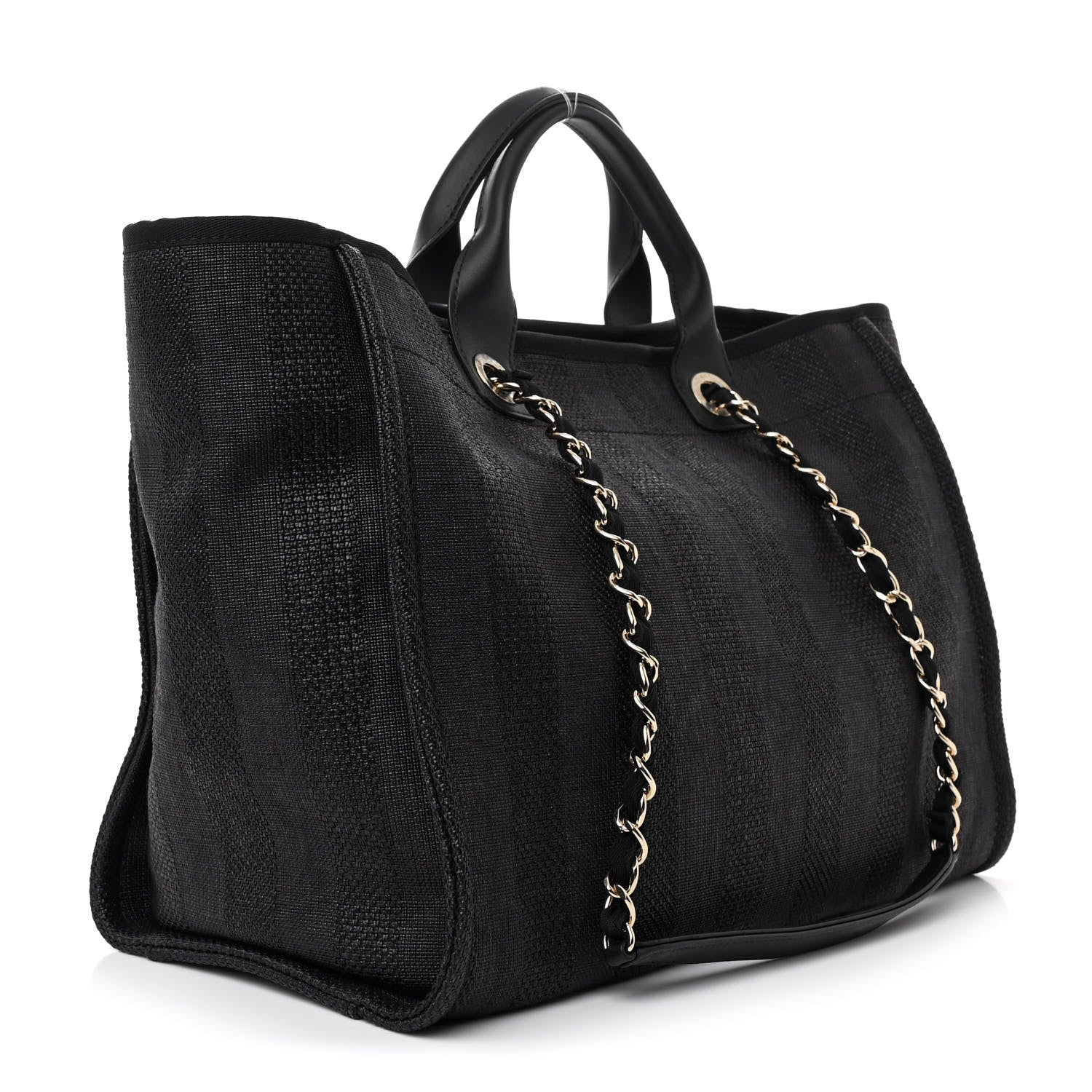 Chanel Mixed Fibers Calfskin Striped Medium Deauville Black 3 of 10