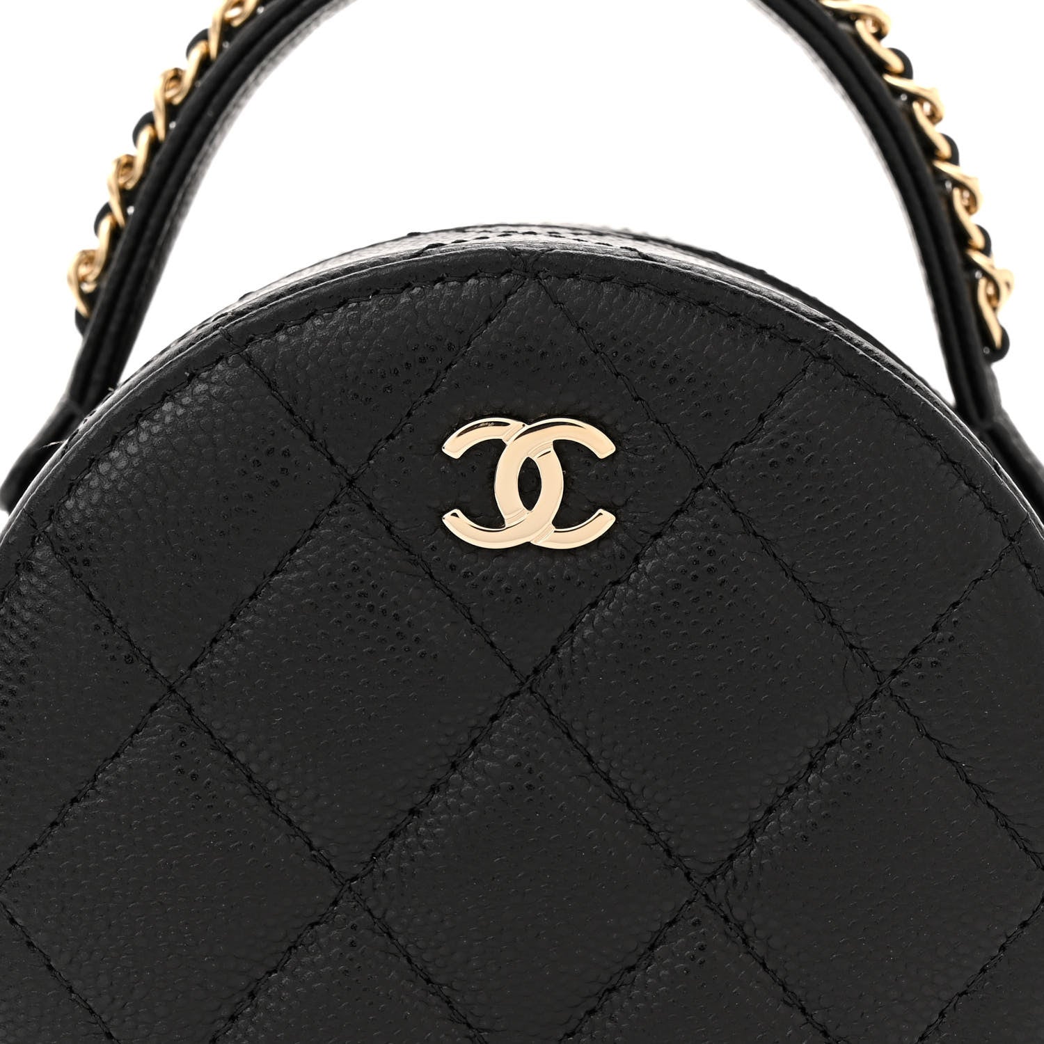 Chanel Caviar Quilted Round Top Handle Jewelry Case Black 10 of 13