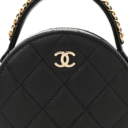 Chanel Caviar Quilted Round Top Handle Jewelry Case Black 10 of 13