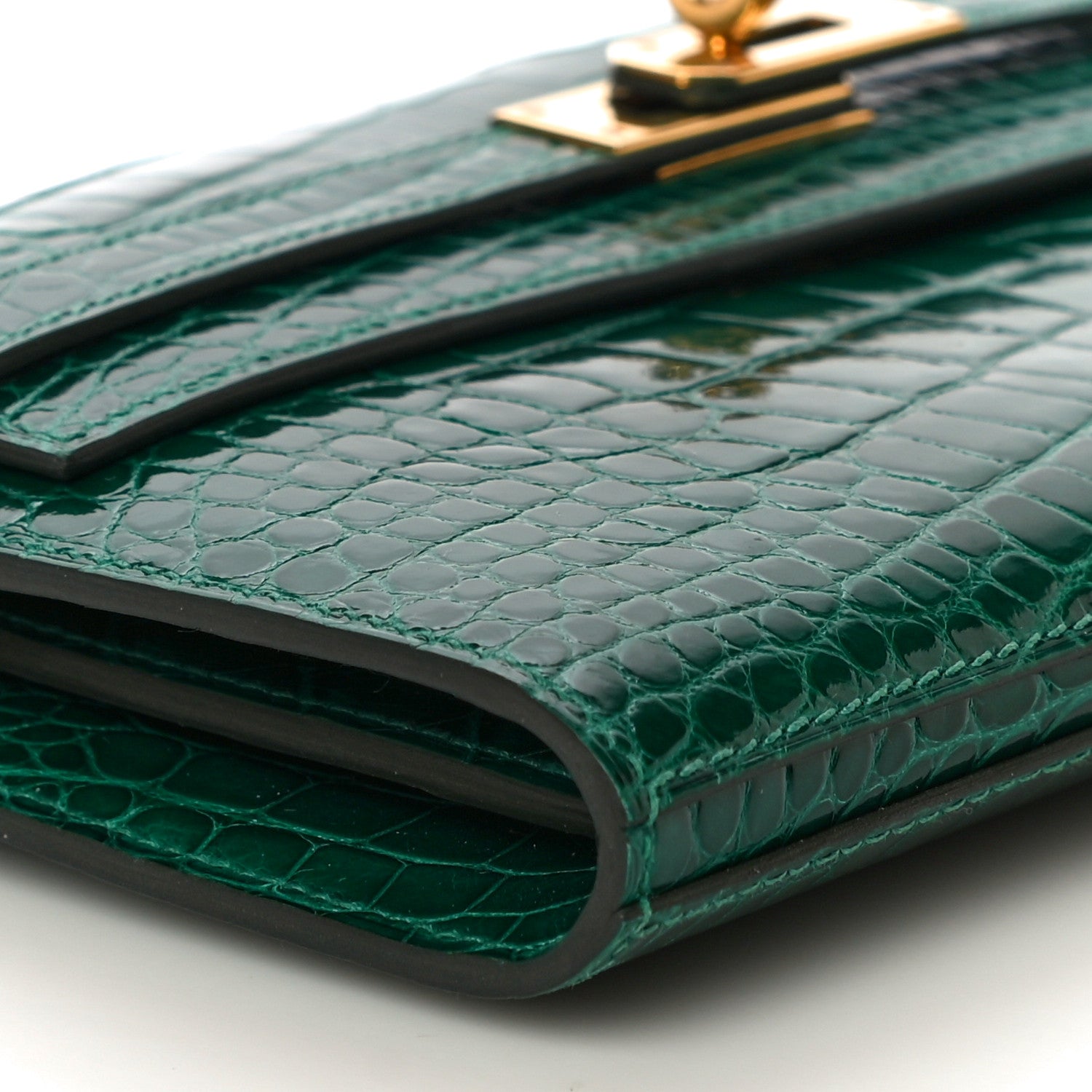 Hermes Shiny Alligator Kelly Longue Wallet Vert Emeraude 8 of 10