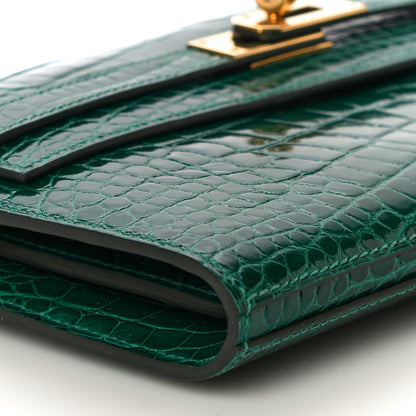 Hermes Shiny Alligator Kelly Longue Wallet Vert Emeraude 8 of 10
