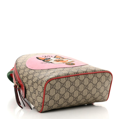 Gucci GG Supreme Monogram Web Bosco Patch Dome Backpack Beige Malva Hibiscus Red 4 of 12