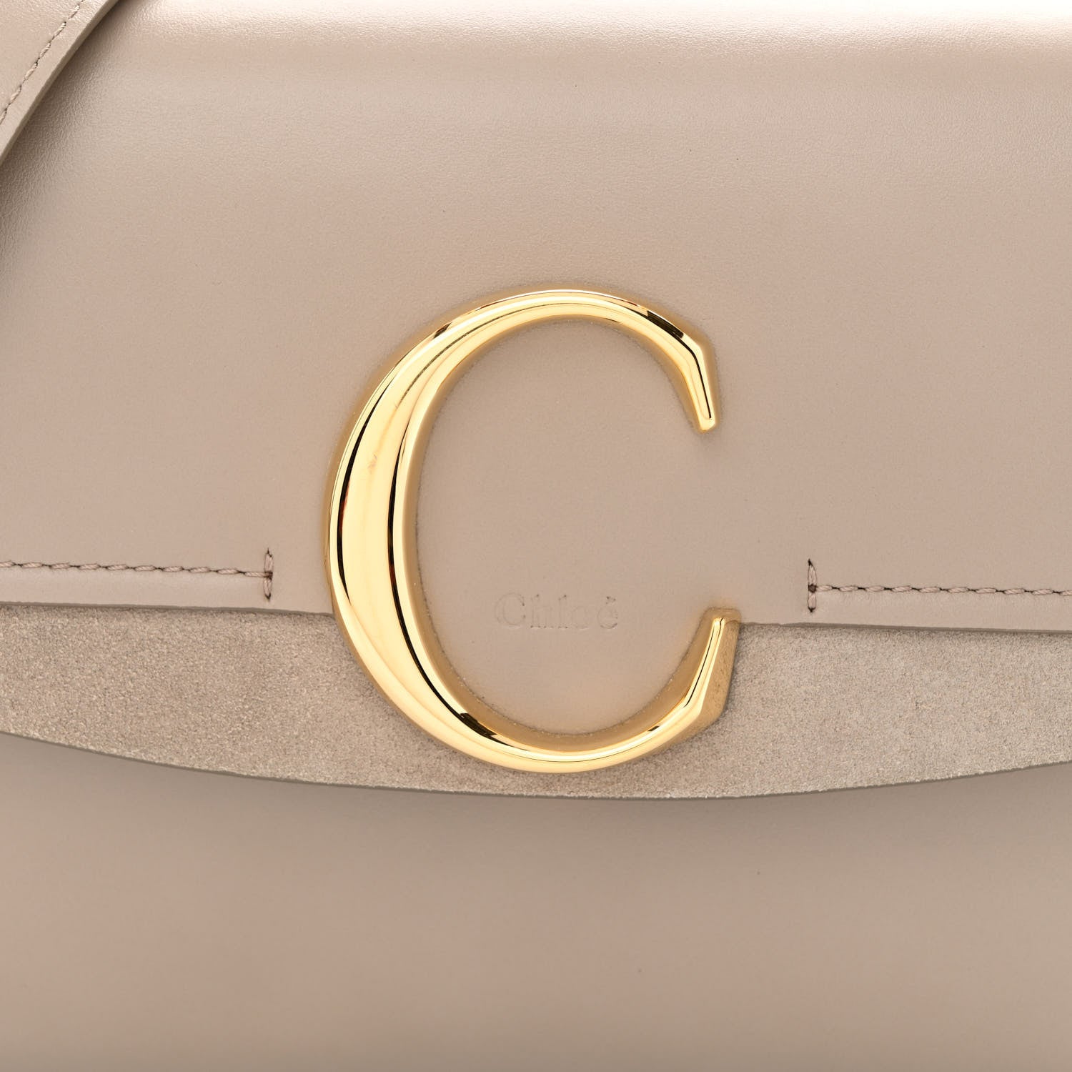 Chloe Shiny Calfskin Suede Small C Double Carry Bag Motty Grey 8 of 10