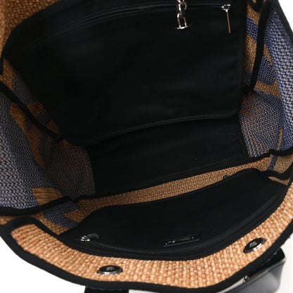 Chanel Mixed Fibers Large Shopping Bag Blue Beige 5 of 12