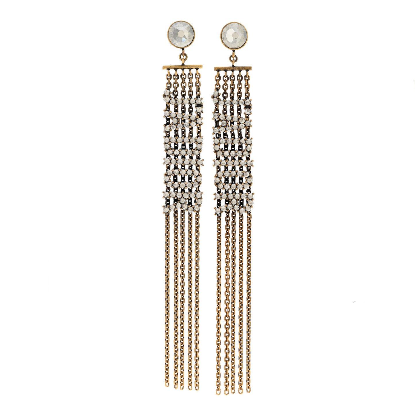Crystal J'Adior Dangle Chain Earrings Gold