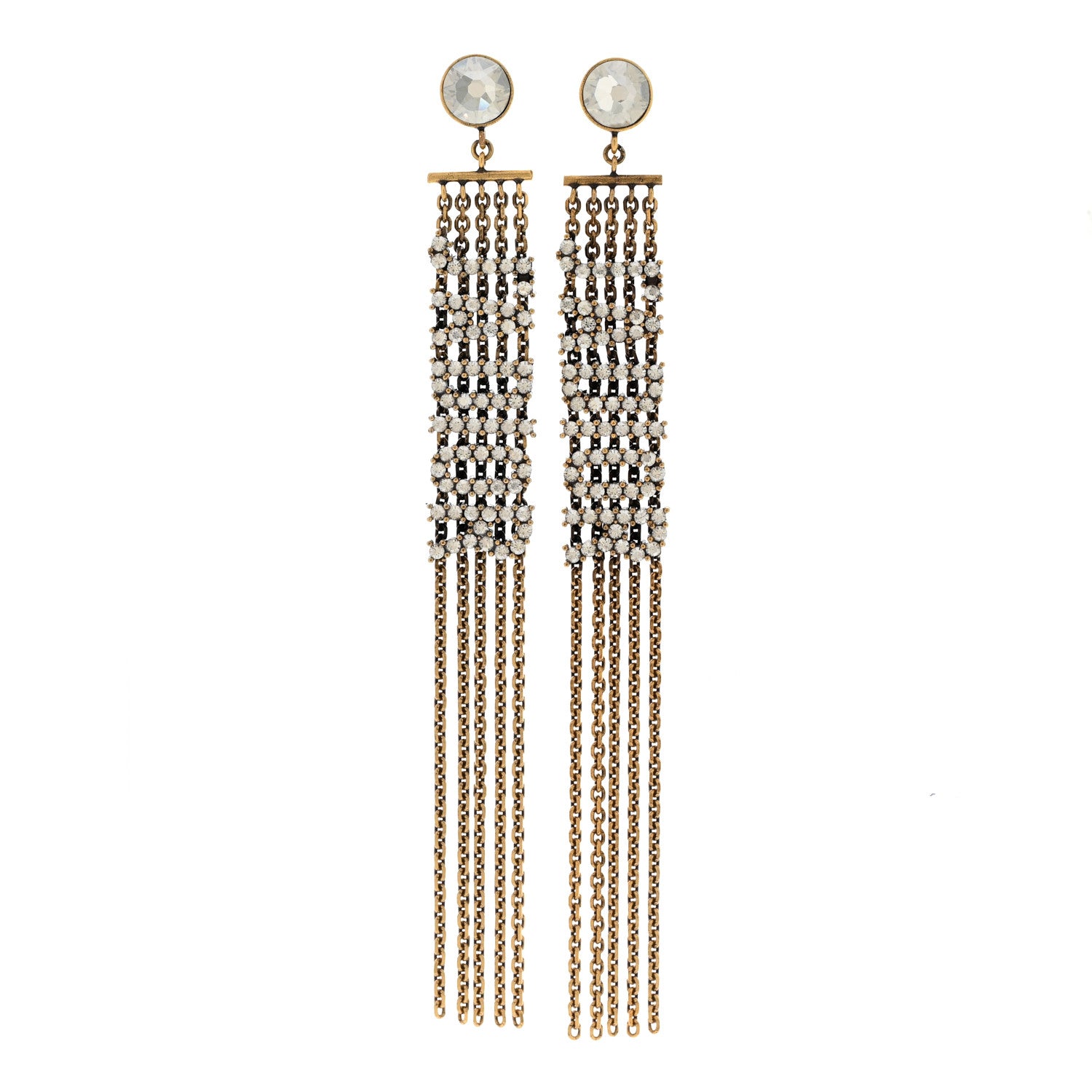 Christian Dior Crystal J'Adior Dangle Chain Earrings Gold 1 of 5