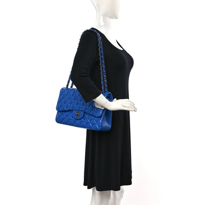Chanel Caviar Quilted Jumbo Double Flap Blue 3 of 11