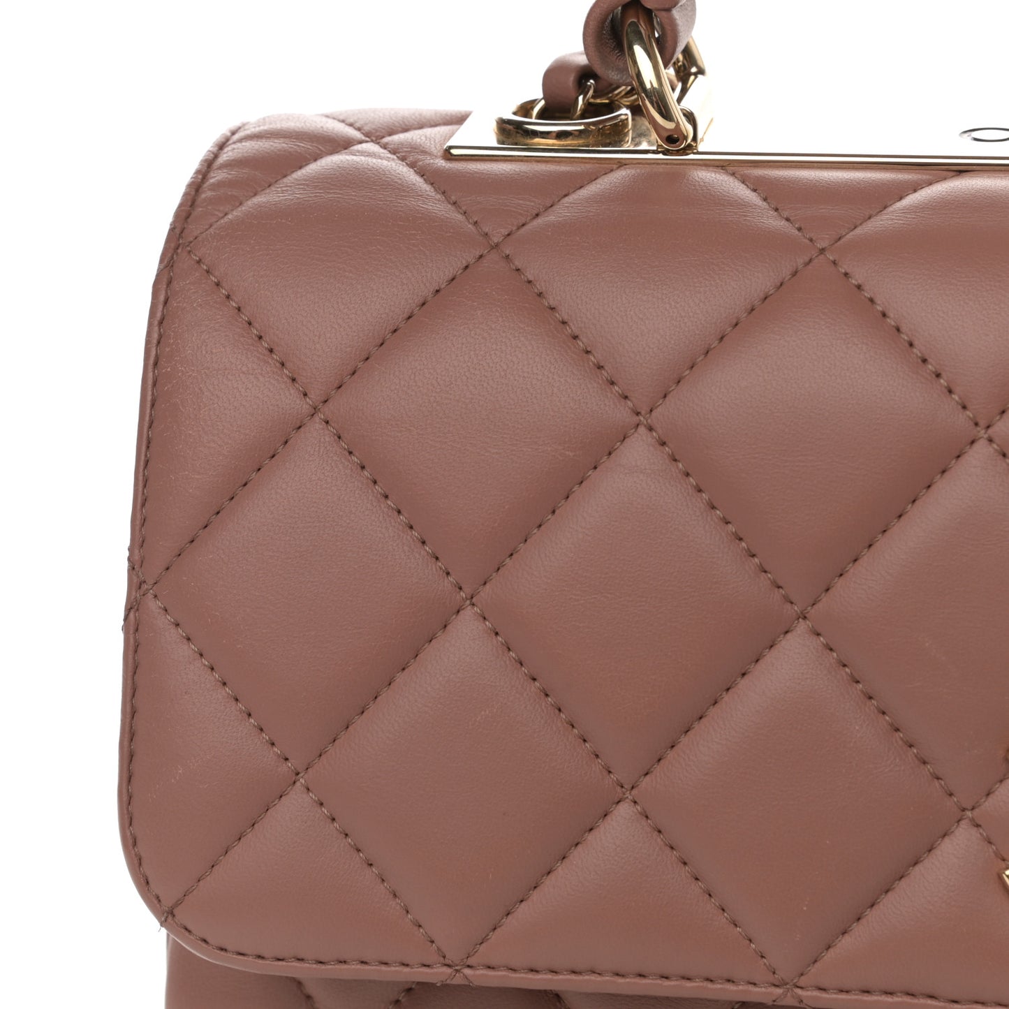 Lambskin Quilted Medium Trendy CC Flap Dual Handle Bag Nude