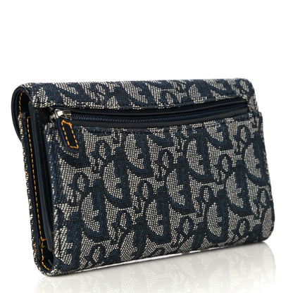 Christian Dior Monogram Saddle Wallet Navy 3 of 13