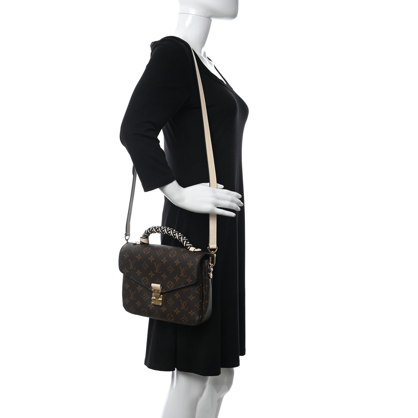 Monogram Braided Pochette Metis Creme Beige