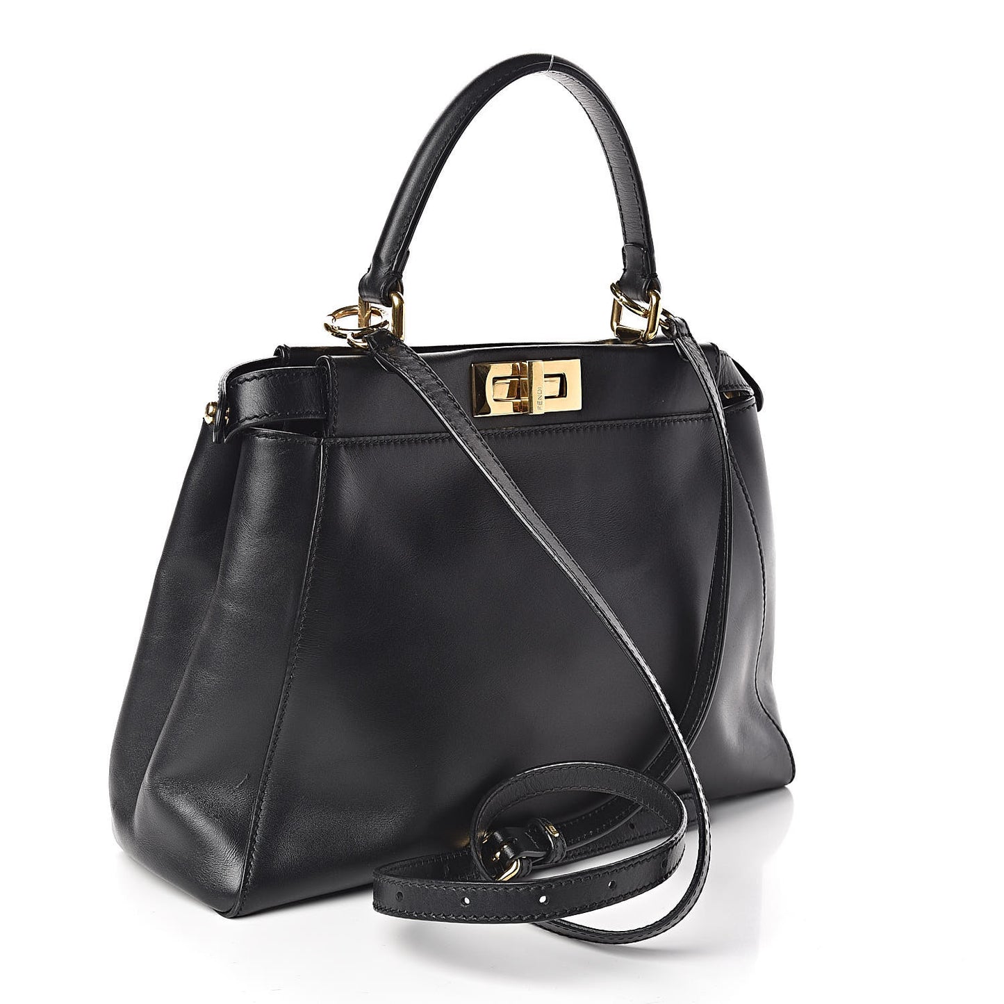 Vitello Morgan Shiny Nappa Medium Peekaboo Iconic Satchel Black