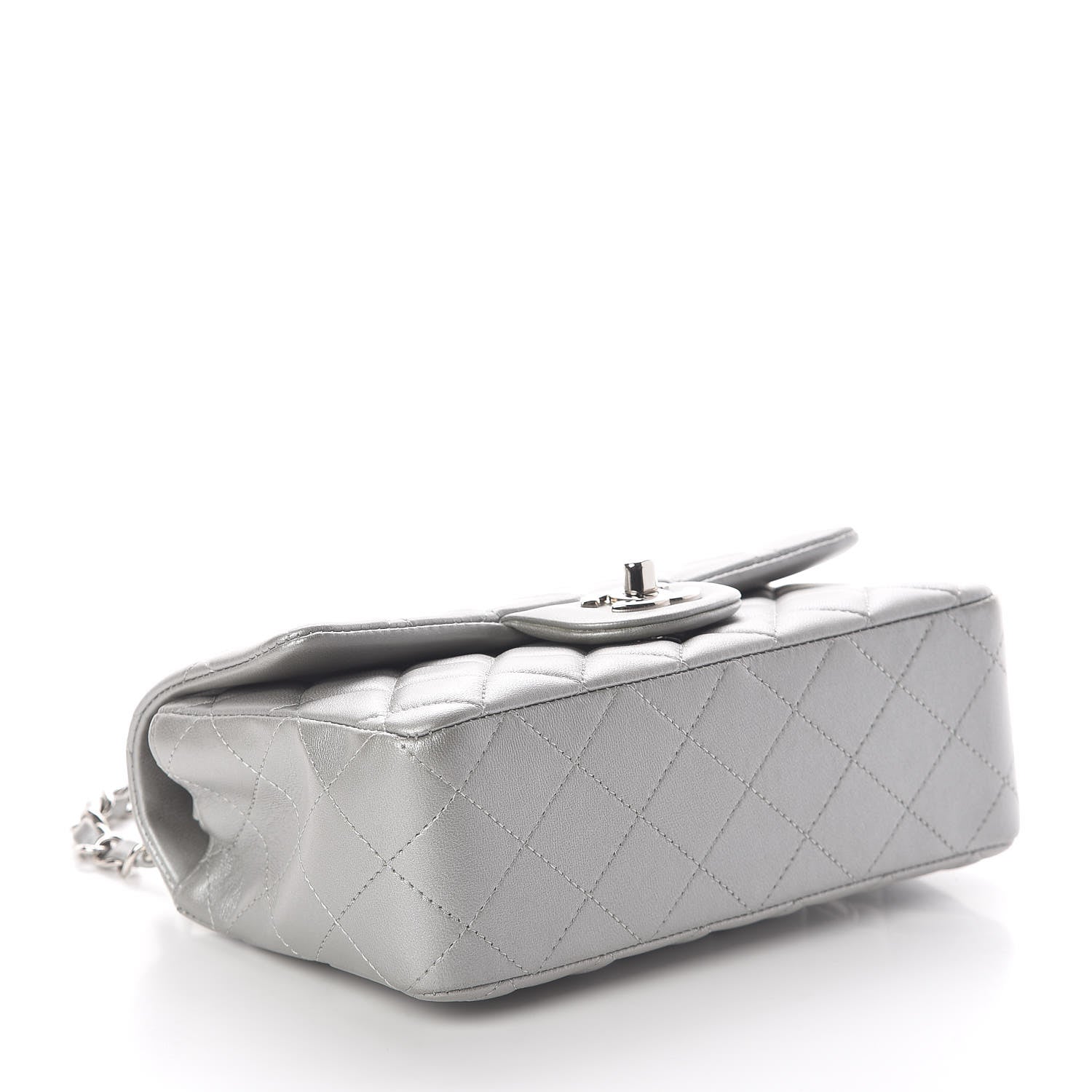 Chanel Metallic Lambskin Quilted Mini Rectangular Flap Silver 4 of 11
