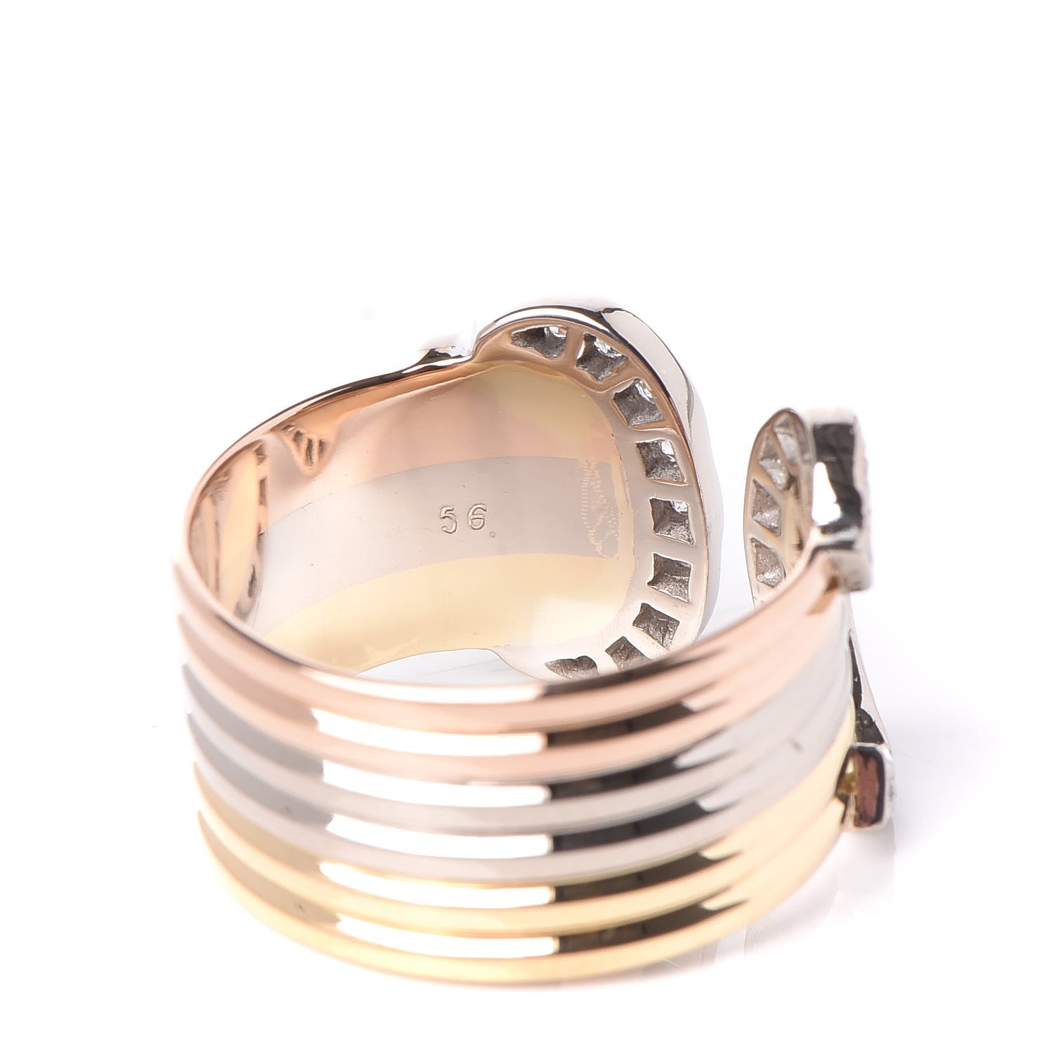 Cartier 18K Pink Yellow White Gold Diamond C De Ring 56 7 7 of 7